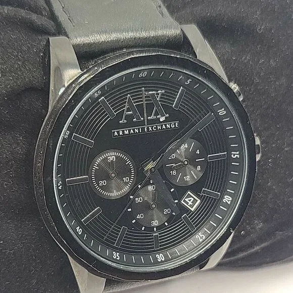 Armani Exchange AX2098 Men's Black Leather Analog Dial Quartz Wrist Watch BC463